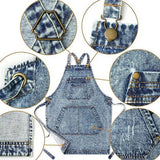 Cwmm1825_Denim Wash Multi-Functional Apron For Home Work