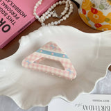 CUTE ACRYLIC FLORAL PLAID BOW HAIR CLIP SHARK CLIP_CWAHA2632
