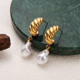 MINIMALIST IRREGULAR PEARL EARRINGS 18K GOLD STEEL_CWAJE5024