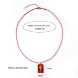 FRUIT PENDANT NECKLACE WITH STONE COTTON CORD_CWMM8873