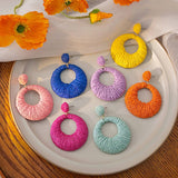 BOHEMIAN HOLIDAY STYLE ROUND COLORFUL EARRINGS_CWAJE1852