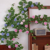 HYDRANGEA EUCALYPTUS VINE GARLAND WITH 14 BLOOMS_CWMM6518