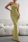 Solid Color Sexy Style Slim Suspender Long Dress