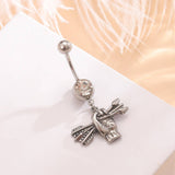 Unique Fist Arrow Belly Ring Body Piercing_Cwmm9326