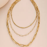 MULTI LAYERED CIRCULAR PAPER CLIP NECKLACE_CWMM3685