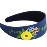 INDIGO DYE HAND EMBROIDERED HEADBAND IVY DESIGN_CWMM6110