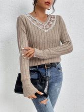 Solid Color Long Sleeve V-Neck Sweater