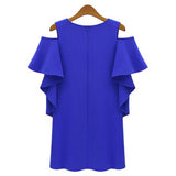 Strapless Solid Color Round Neck Ruffled Dress
