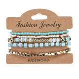 Cwaje05699_Boho Multi Strand Beaded Pearl Elastic Bracelet