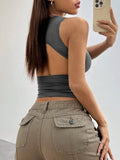 Solid Color Tight Short Sleeveless Tank Top