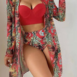 SEXY SWIM COVER UP MULTICOLOR PRINTING BIKINI_CWMW0181