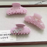 PINK BOW ACETATE CLAW CLIP CUTE ELEGANT STYLE_CWAHA5708