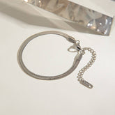 STAINLESS STEEL FLAT SNAKE CHAIN BRACELET NECKLACE_CWAJE4873