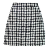 RETRO CHECKERED A LINE SHORT WOOLEN SKIRT_CWBSS0393