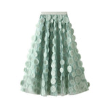 3D POLKA DOT TULLE A LINE FLARED MIDI SKIRT_CWBMS0379