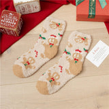SANTA CLAUS ELK CORAL VELVET SOCKS_CWMS0336