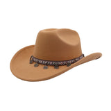 NEW WESTERN ETHNIC WOOL COWBOY FEDORA HAT_CWAH04467