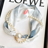 Pearl Magnetic Skinny Silk Neck Scarf_Cwasc03931