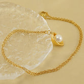 18K GOLD INGOT SET WITH PEARL PENDANT NECKLACE_CWAJE0693