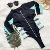 MESH HOLLOW LONG SLEEVE ZIPPER ONE PIECE SWIMSUIT_CWMW0310