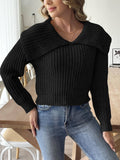 Woven Sweater Large Lapel Pullover Sweater