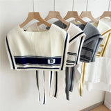 KNIT KNOT SHAWL STRIPED COLLAR WRAP FOR WOMEN_CWASC0848