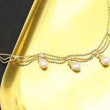 Womens Lace Tassel Natural Pearl Necklace