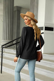 Square Collar Jacquard Long-Sleeved Loose T-Shirt