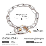 STYLISH 18K GOLD MIXED METAL CHUNKY CROSS BRACELET_CWAJE4776