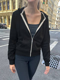 Sporty Casual Zip-Up Hooded Sweatshirt