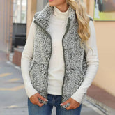 Women Round Neck Blister Velvet Long Sleeve Vest_Cwov0089