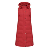 Solid-Color Hooded Sleeveless Cotton-Padded Vest