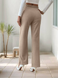 Solid-Color Slit Straight-Leg Versatile Pants