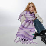 PURPLE STRIPE SCARF SOFT WARM WRAP FOR STUDENTS_CWASC2374