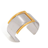 18K GOLD SILVER TWO TONE BELT BUCKLE OPEN BANGLE_CWAJE4725