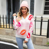 Valentines Day Sweater V-Neck Knit Jumper