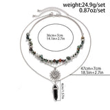 STACKED FLORAL TASSEL GRAVEL BEADED NECKLACE_CWAJE1816