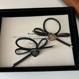 SIMPLE HEART BOW SWEET HAIR SCRUNCHIES_CWAHA2814
