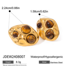 LUXURY STAINLESS STEEL NATURAL STONE EARRINGS_CWASC1650