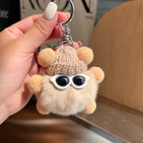 CUTE RABBIT FUR BRIQUETTES CAR KEYCHAIN PENDANT_CWMM2480