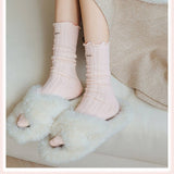 Women Flower Ear Edge Long Crew Socks_Cwms0420