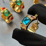 Color Enamel Gem Earrings Dopamine Style_Cwaje06318