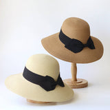 SUMMER LITERARY BOW SUNSHADE STRAW HAT_CWAH3434