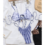 GINGHAM BIKINI SET SEXY CUTOUT TIE SIDE SWIMSUIT_CWMW0713