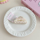 FLORAL CHECKERED BOW CLIP ACRYLIC HAIR ACCESSORIES_CWAHA3971