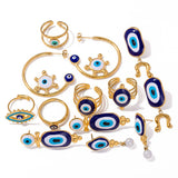 OIL DRIPPING BLUE EVIL EYE PENDANT RINGS EARRINGS_CWAJE0621