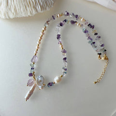 NATURAL STONE PEARL FRENCH NECKLACE BRACELET_CWAJE1693
