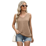 Solid V-Neck Tank Top Loose Sleeveless T-Shirt