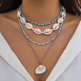 OCEAN STYLE CONCH SHELL MULTILAYER NECKLACE_CWAJE1803