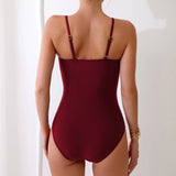 SOLID COLOR HOLLOW ONE PIECE SWIMSUIT_CWMW0283